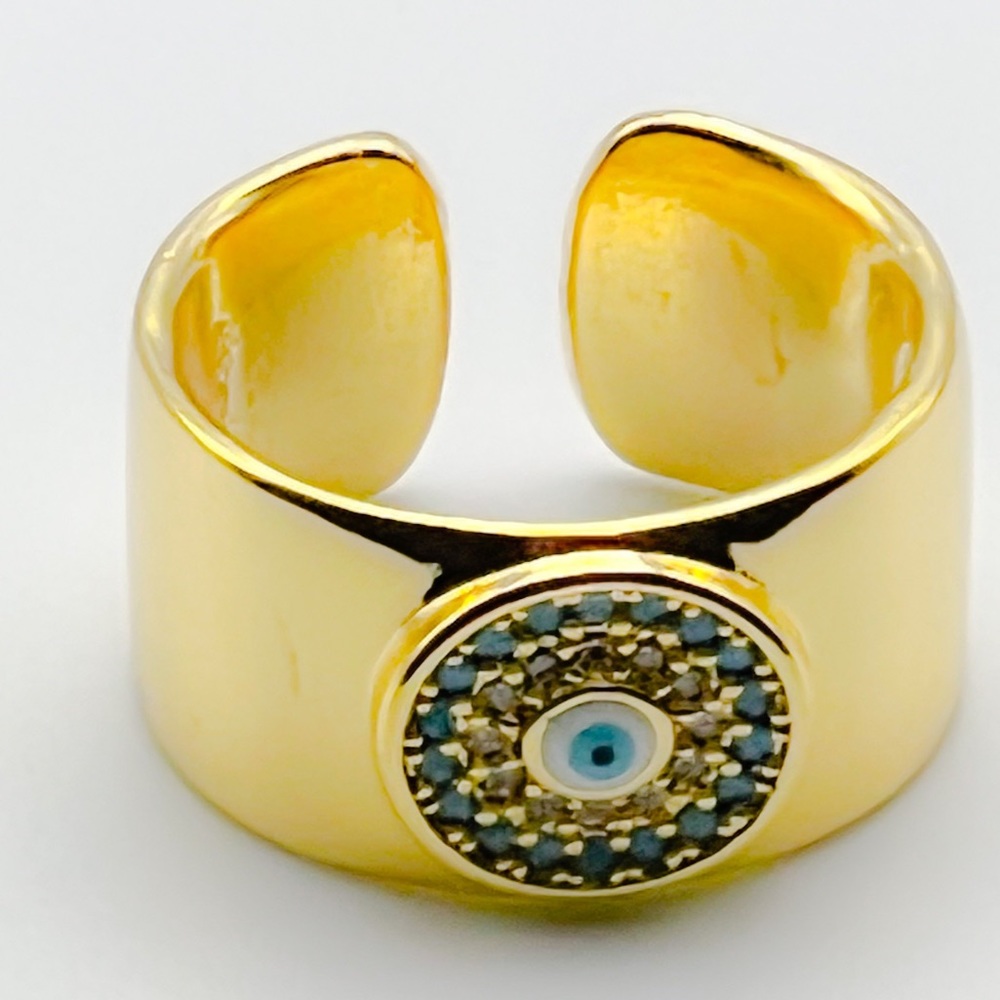 Gold Plated Evil Eye Adjustable Woman Ring